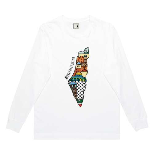 Unisex Long Sleeve Adult Palestine Map Colouful