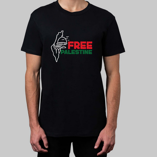 Adult AlAqsa Map Free Palestine Tshirt - Black