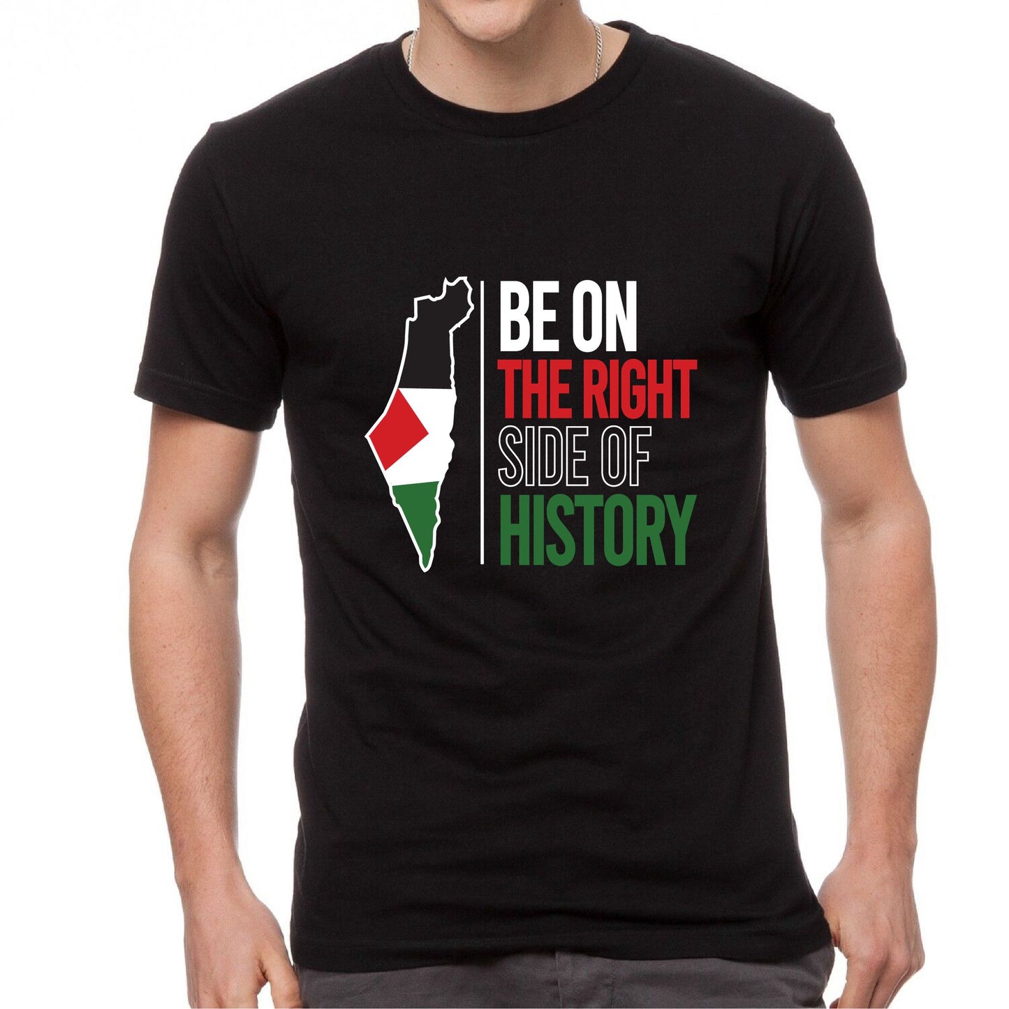 Adult Be On the Right Side of History - Palestine Map Tshirt - Black