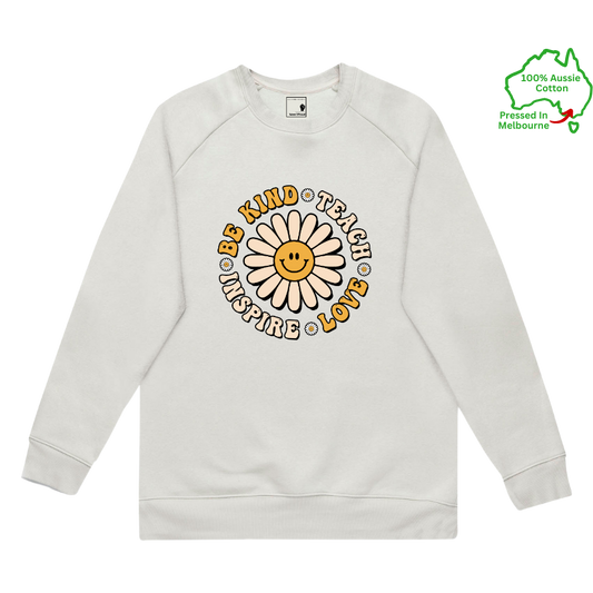 Australian Cotton Jumper. Daisy, be kind, teach, inspire, Teacher gift