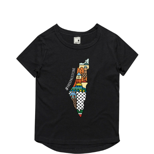 Kids T-shirt Colorful Map Black